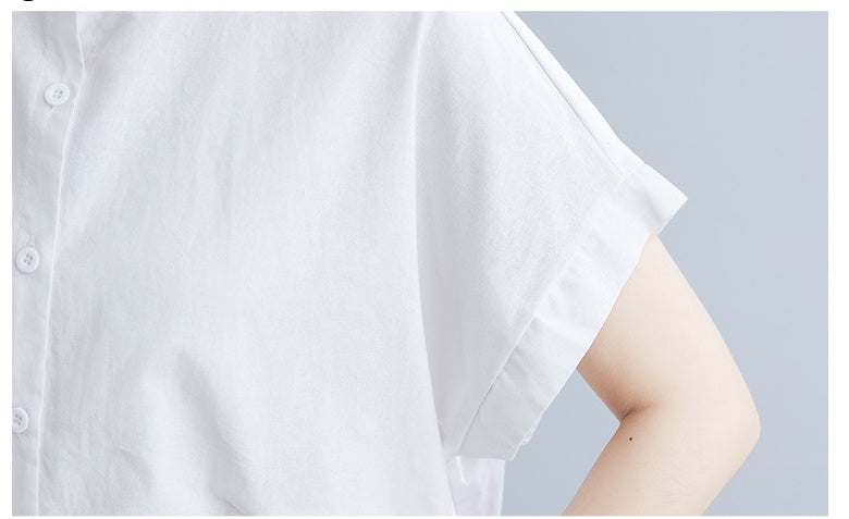 Women's Cotton Linen Stand Collar Loose Fit Dress