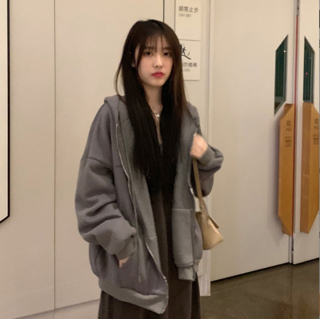 Women's Fleece Cardigan Jacket - Cozy Hooded Outerwear for Fall Winter Casual Wear