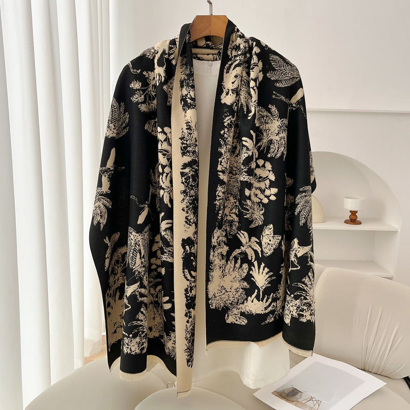 Geometric Ethnic Print Scarf Soft Cashmere-Feel Warm