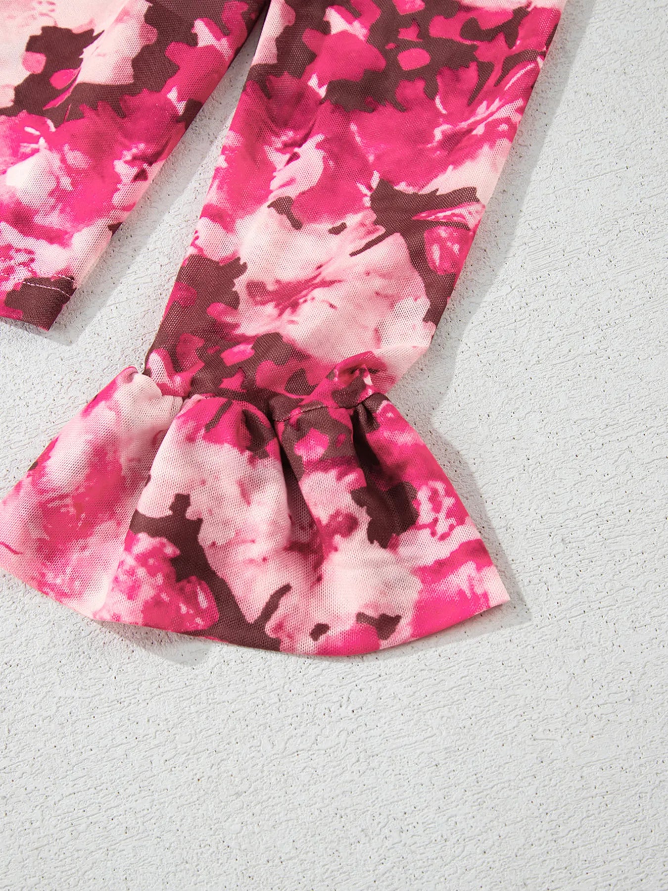 Sarah Express Women's Floral Mesh Flounce Sleeve Mock Neck Blouse