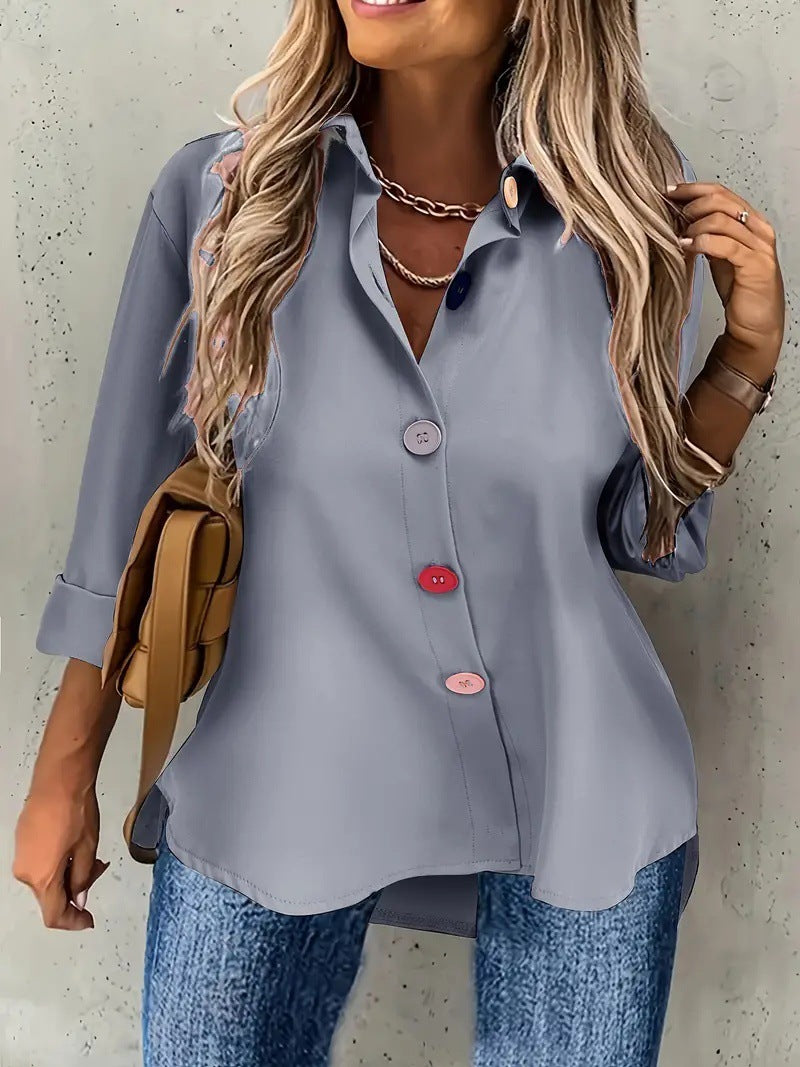 Women's Button Front Cardigan Shirt - Long Sleeve Casual Top