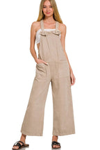 Sarah Express Women's Knot Strap Jumpsuit - Washed Cotton Pocketed for Casual & Weekend