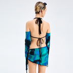 Women's Halter Neck Cut-Out Top & Bodycon Skirt Set - Sexy Two-Piece Party Dress