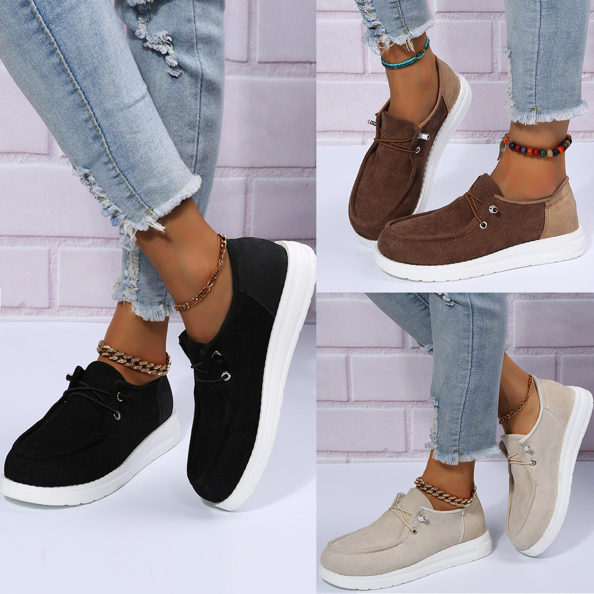Sarah Express Women's Breathable Elastic Band Flat Shoes | Cloth Upper Round Toe Casual Walking Flats
