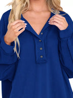 Sarah Express Women's Half Snap Long Sleeve Sweatshirt