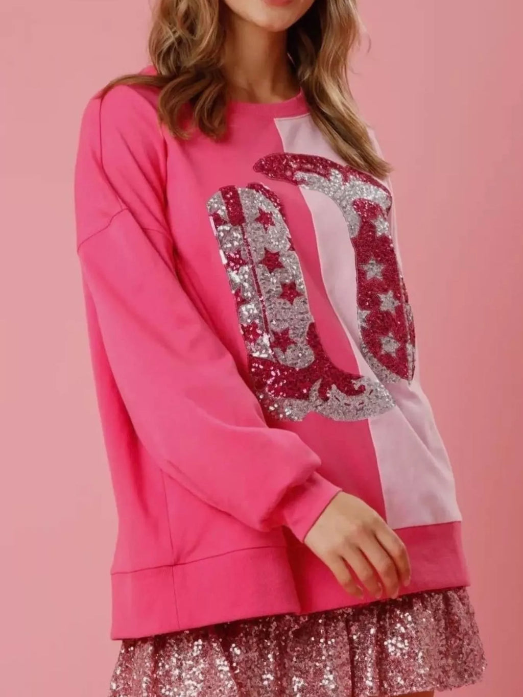 Sarah Express Women's Sequin Color Block Sweatshirt