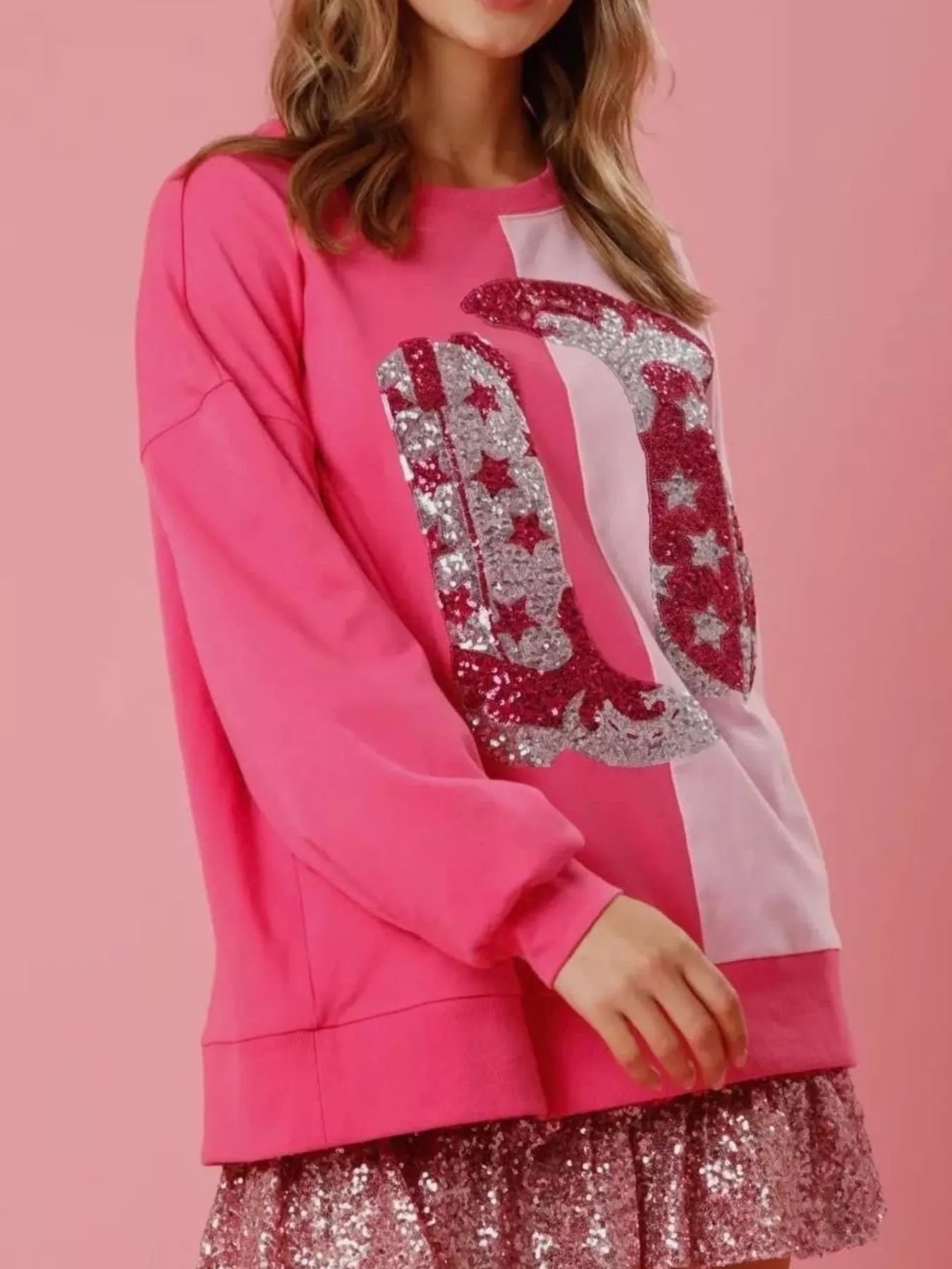 Sarah Express Women's Sequin Color Block Sweatshirt