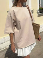 Sarah Express Women's Round Neck Half Sleeve Oversized T-Shirt