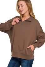 Sarah Express Women’s Scuba Quarter-Zip Sweatshirt Casual All-Season