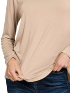 Sarah Express Women’s Flowy Rayon Long Sleeve Top with Round Hem