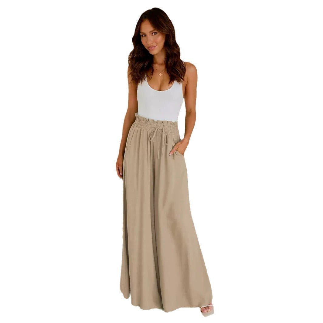 Wide Leg Viscose Casual Pants Loose Fit Draped