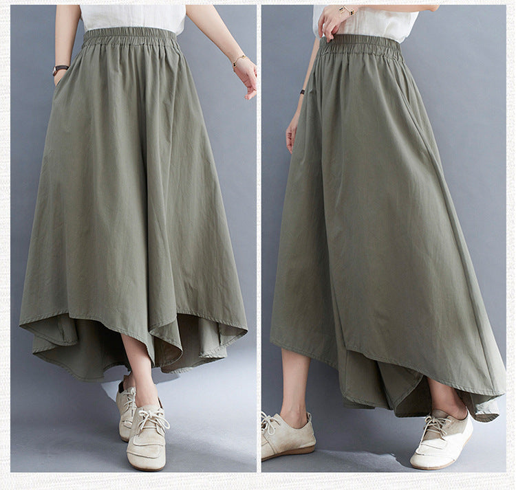 Women's High Waist Wide Leg Cropped Pants Loose Fit Work Casual Trousers with Pockets