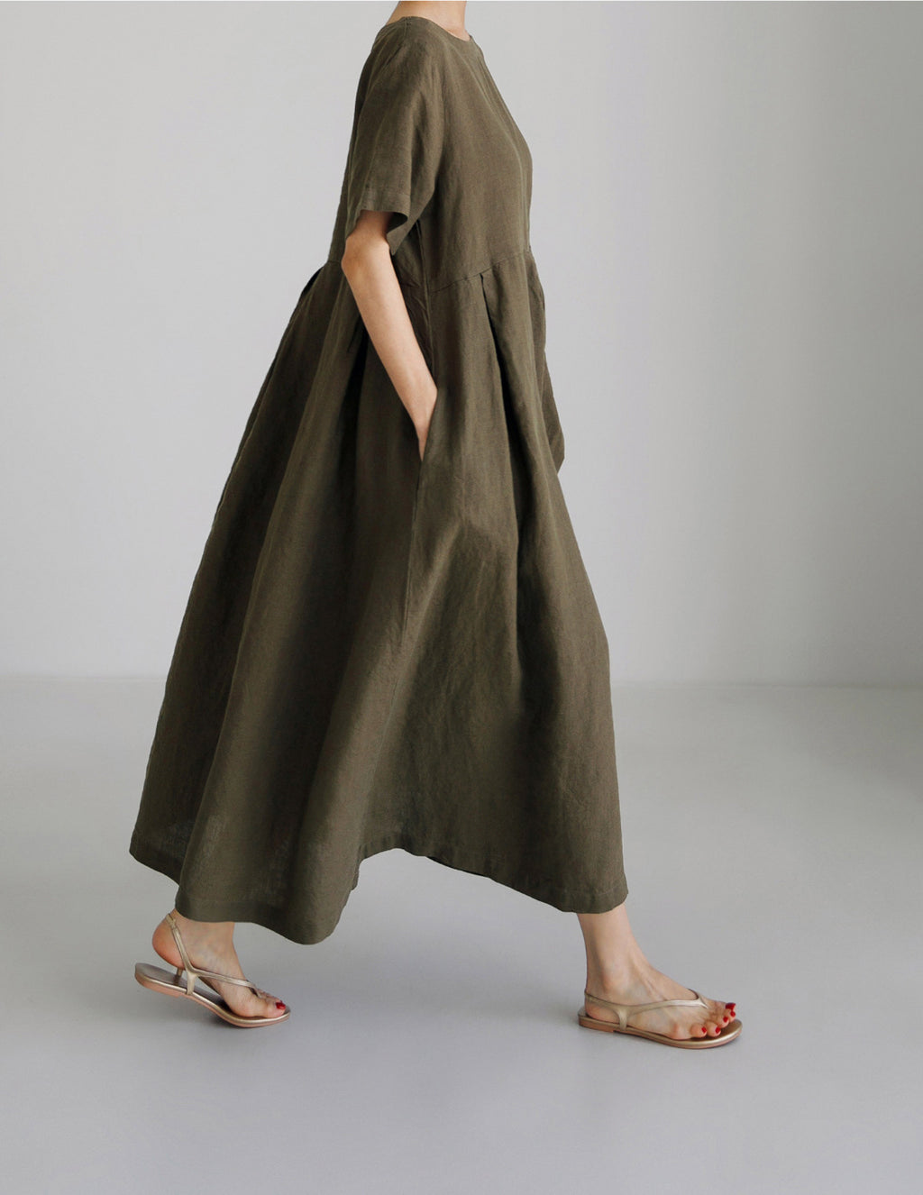 Women's Loose Fit Round Neck Maxi Dress A-Line Pullover