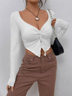 Sarah Express Women's Twisted Front Long Sleeve T-Shirt