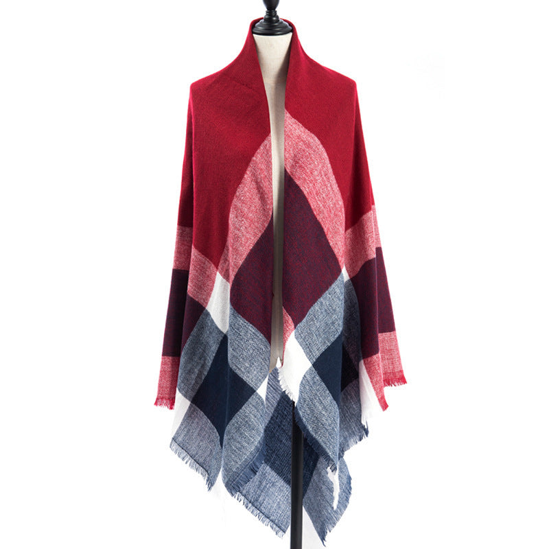 Women's Oversized Square Scarf Cashmere-like Double-Sided Shawl 140cm Woven Fall Winter Accessory