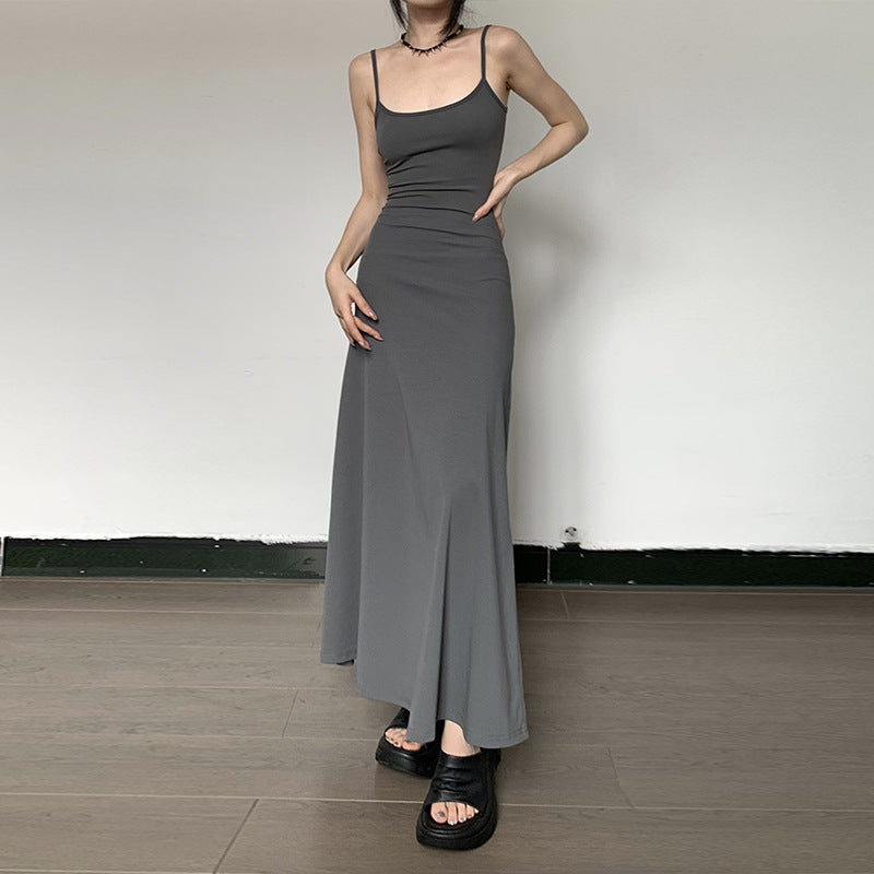 Women's High Waist Slim Fit Cami Strap Maxi Dress