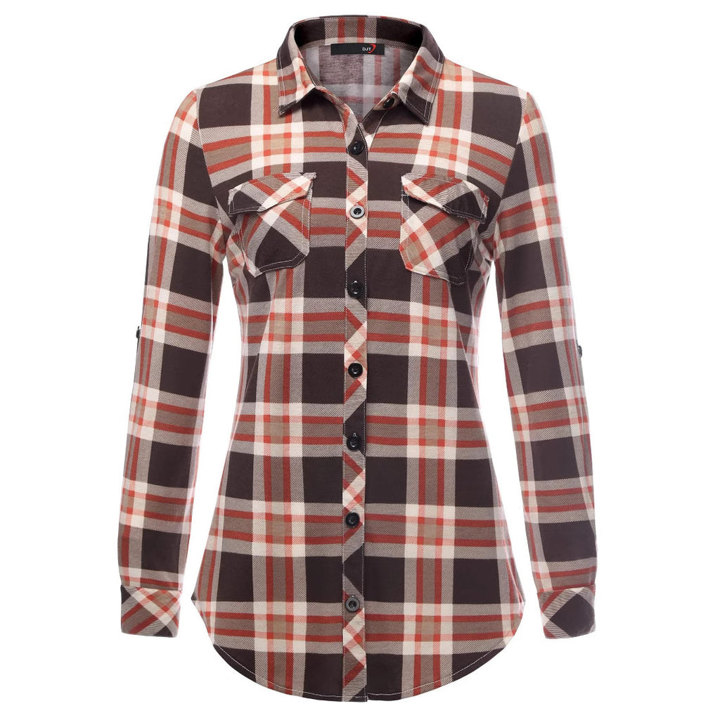 Women's Plaid Button Front Shirt Long Sleeve Casual Cardigan