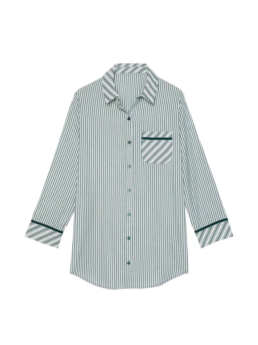 Sarah Express Women's Striped Long Sleeve Button-Up Shirt