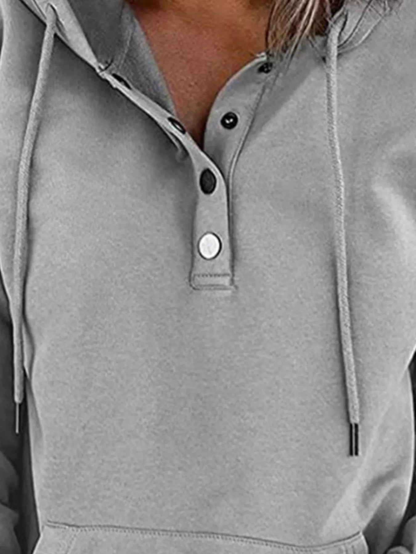 Sarah Express Women's Drawstring Kangaroo Pocket Dropped Shoulder Hoodie