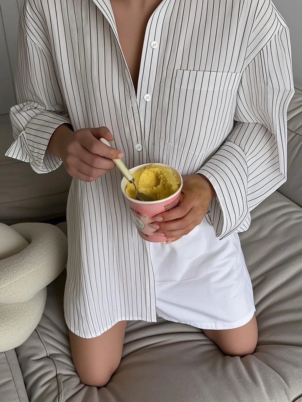 Sarah Express Women's Oversized Striped Button-Down Shirt