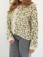 Sarah Express Women's Leopard Tie Front Cardigan