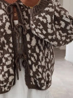 Sarah Express Women's Leopard Tie Front Cardigan
