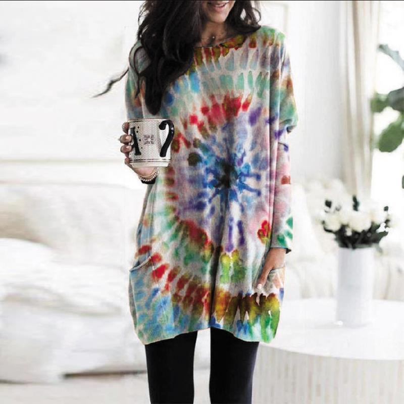 Women's Spiral Print Batwing Sleeve Long Sleeve Sweatshirt