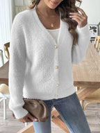 Sarah Express Women's Fuzzy Button-Front Cardigan
