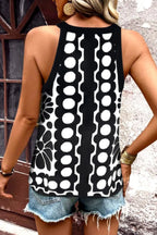 Sarah Express Women's Geometric Print Sleeveless Tank Top Black