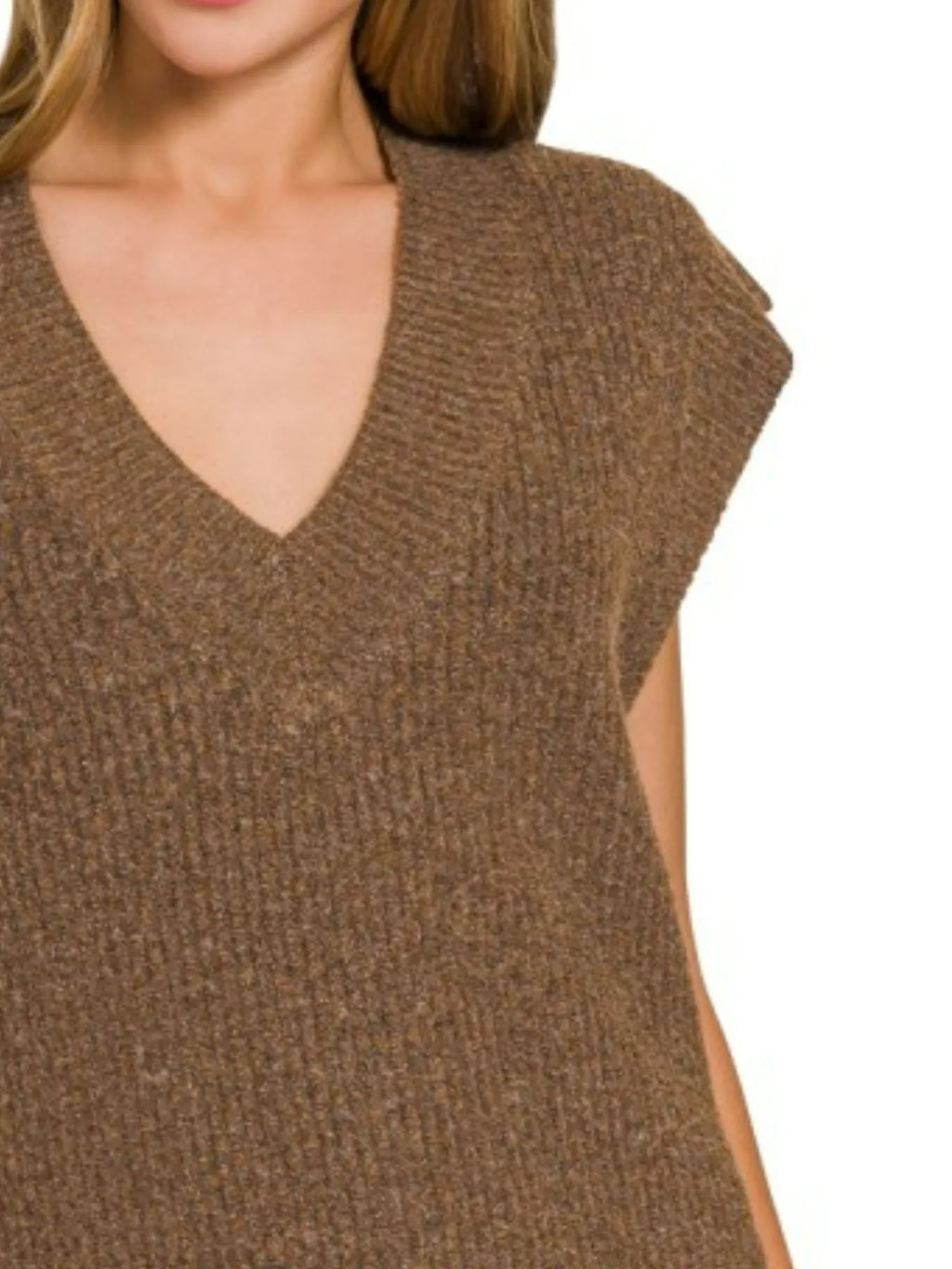 Sarah Express Women’s Oversized Ribbed Sweater Vest with Side Slits