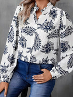 Sarah Express Women's Paisley Print Button Up Shirt Gray white