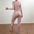 Women's Printed Loungewear Set - Long Sleeve Top and Pants Two-Piece Homewear