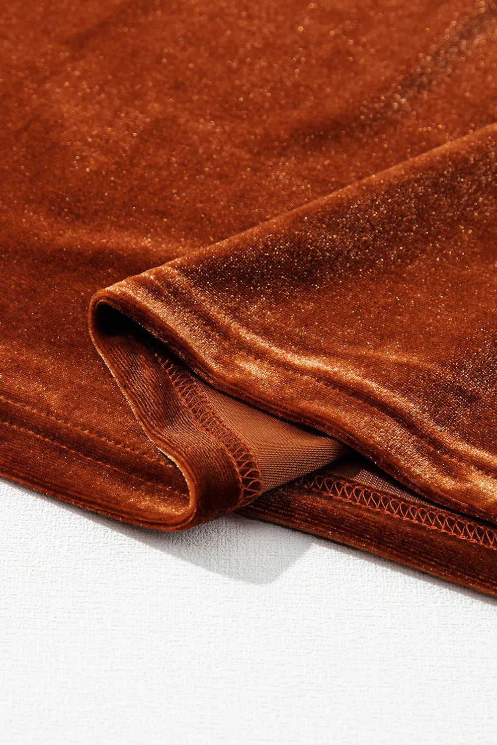 Sarah Express Women's Notched Long Sleeve Velvet Top