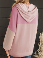 Sarah Express Women's Drawstring Color Block Long Sleeve Hoodie