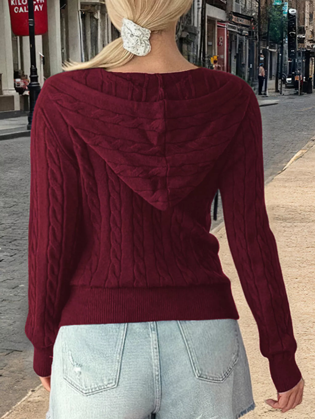 Sarah Express Women's Cozy Cable-Knit Zip-Up Cardigan