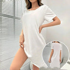 Women's Loose Fit Nightdress Sleepwear Short Sleeve Pullover