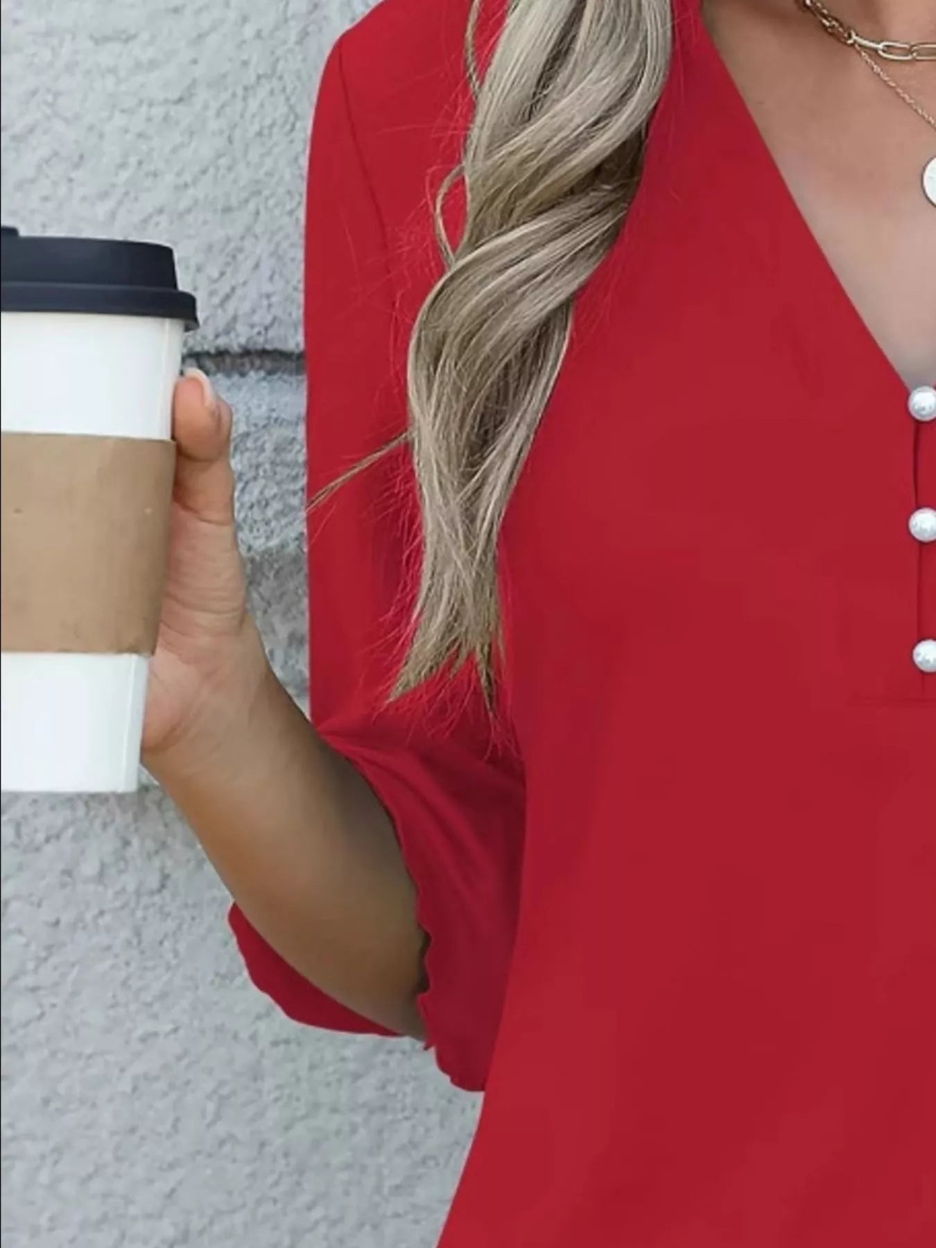 Sarah Express Women's Notched Flounce Sleeve Blouse - Plus Size Button Front Top