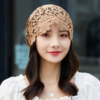 Ethnic Floral Lace Head Wrap Turban Breathable Pullover Hat