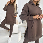 Women's Hooded Sweatshirt and Thickened Leggings Two-Piece Athleisure Set