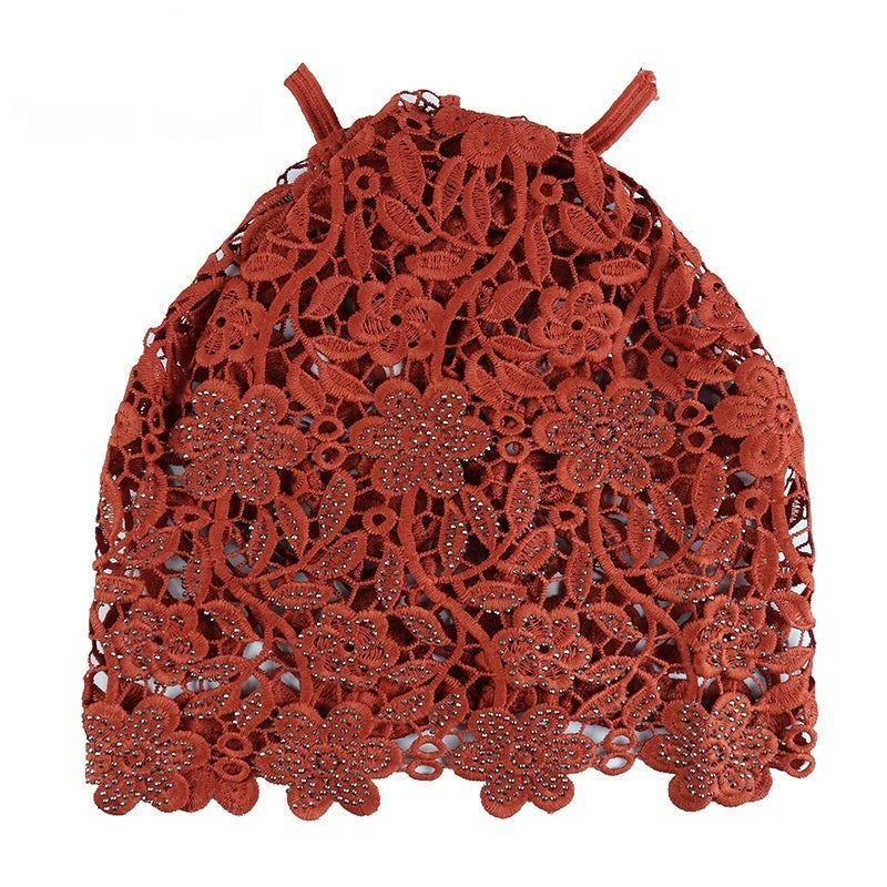 Ethnic Floral Lace Head Wrap Turban Breathable Pullover Hat