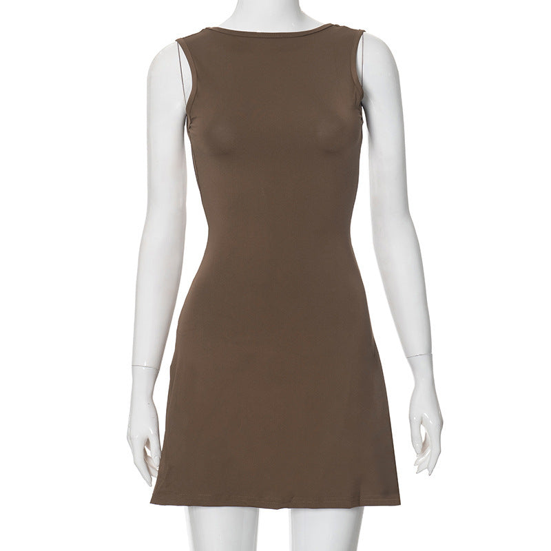 Backless Ruffle High-Waist Bodycon Mini Dress