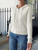 Sarah Express Women's Cozy Cable-Knit Zip-Up Cardigan