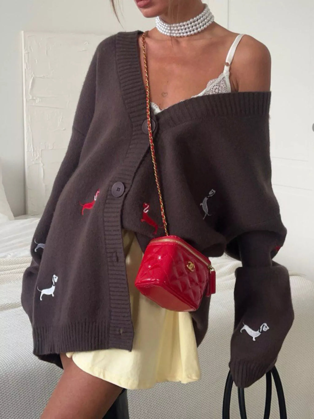 Sarah Express Women's Embroidered Button Up Cardigan