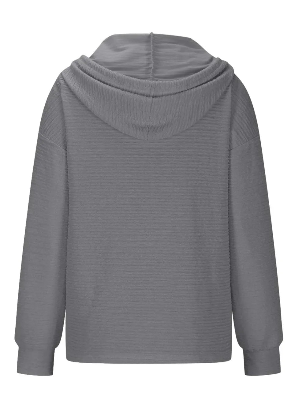 Sarah Express Women's Drawstring Quarter Button Long Sleeve Hoodie