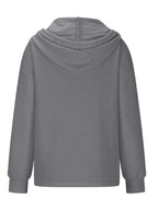 Sarah Express Women's Drawstring Quarter Button Long Sleeve Hoodie