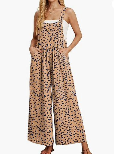 Women's Casual Loose Jumpsuit Pockets Polyester One Piece