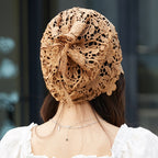 Ethnic Floral Lace Head Wrap Turban Breathable Pullover Hat