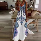 Women's V-Neck Sleeveless Maxi Dress Artistic Print