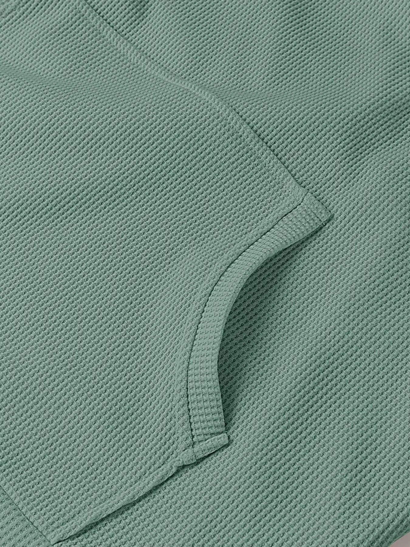 Sarah Express Women's Slit Drawstring Waffle Knit Hoodie