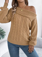 Sarah Express Women's Off-Shoulder Cable Knit Sweater